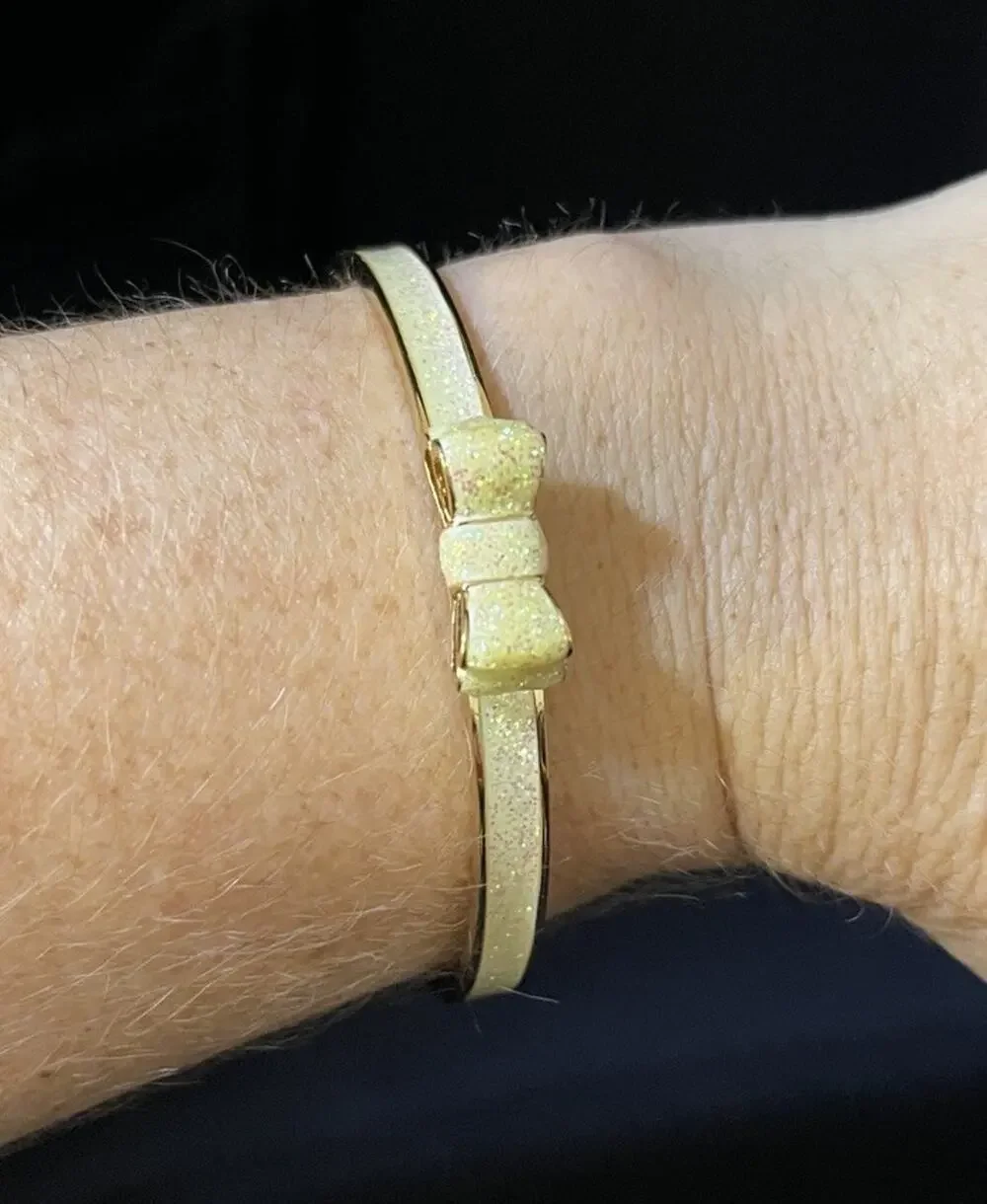 Kate Spade New York Moon River Opal Glitter Bangle Bow Gold-tone